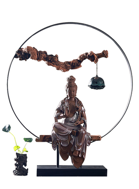 观音玄关电视柜招财禅意风装饰品