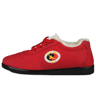 红棉太极鞋冬季低帮加厚加绒保暖棉鞋男女儿童软底太极武术练功鞋