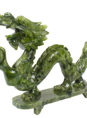 南玉雕刻青龙摆件家居客厅装饰品