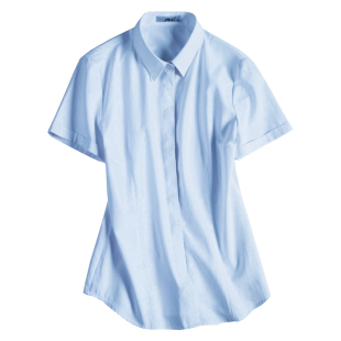 雀后夏装新款工作服衬衣工装高级感面试职业免烫白领蓝色短袖衬衫