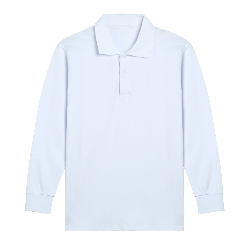 男女童学生纯棉白色有领T恤校服