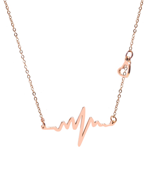 玫瑰金心电图森系钛钢饰品锁骨链