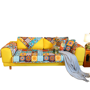 雨朵波西米亚马赛克全棉沙发垫民族风真皮沙发坐垫套巾罩四季通用