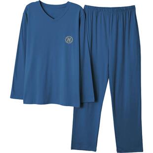 莫代尔棉绸睡衣男秋长袖男士睡衣春秋薄款家居服男款秋季大码套装