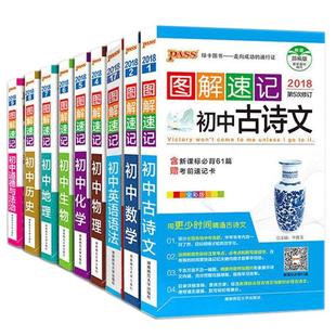 pass绿卡图解速记初中古诗文语文数学英语物理化学生物地理历史政治文言文全套 图解速记七八九年级初一二三中考复习掌中宝
