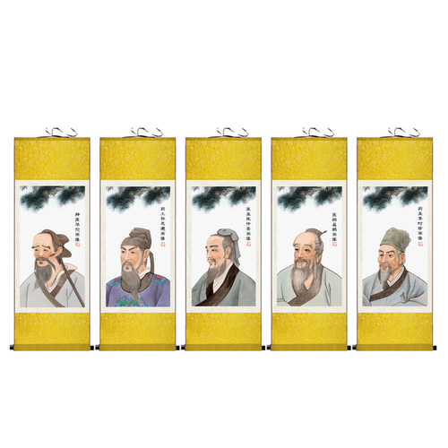 十大名医丝绸挂画诊所药店医院中医华佗张仲景扁鹊药王孙思邈画像
