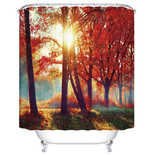 红树林阳光自然风光加厚防水防霉浴帘隔断帘可定制全遮光浴室窗帘