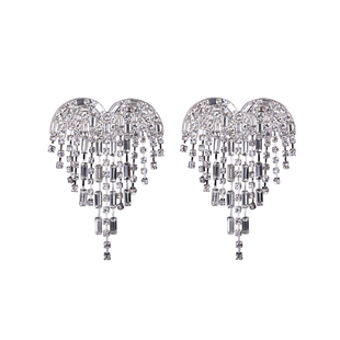 ins网红同款个性爱桃心性感灵动流苏钻链单边气质大耳环耳钉潮女