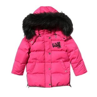秒杀推荐 尺码偏小  韩国原单高品质女童玫红色中长款超美羽绒服