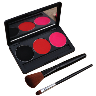 京越剧戏曲花旦小生双色化妆用品红色眼影盘腮红红锅黑色玫红胭脂