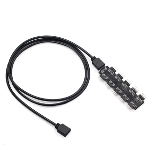 10路RGB集线器 电脑主板RGB风扇拓展线 12V4针5V3针 神光AURA同步