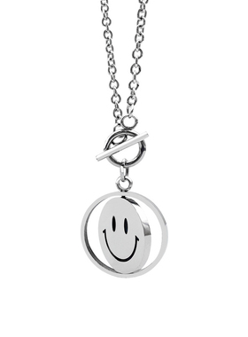 国潮网红男女同款旋转笑脸项链