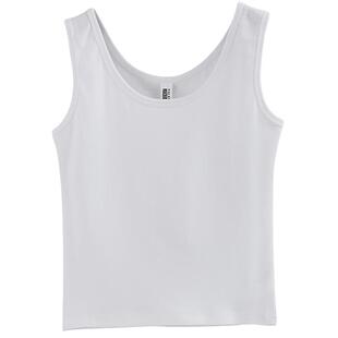 春夏季新款纯白露肚脐短款打底纯色圆领修身内搭上衣背心女装高腰