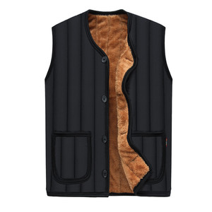 爸爸冬装背心加绒加厚款保暖棉马夹中年男士坎肩中老年人男装马甲