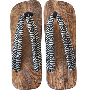 汉晋云纹平跟偏洞木屐男 中式木屐鞋橡胶底木拖鞋男人字拖鞋凉拖