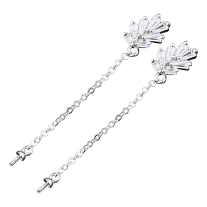 925银耳钉银托空托 长款耳钉空托韩国气质耳环吊坠女耳几何耳坠