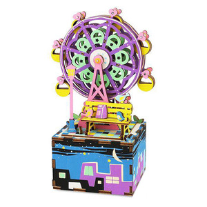 若态手工DIY旋转摩天轮八音盒音乐盒拼装模型创意玩具儿童节礼物