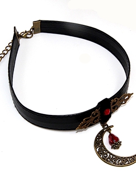 短项链月夜摇滚风深红原宿复古