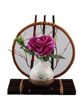 手工竹编复古月圆日本包邮花篮