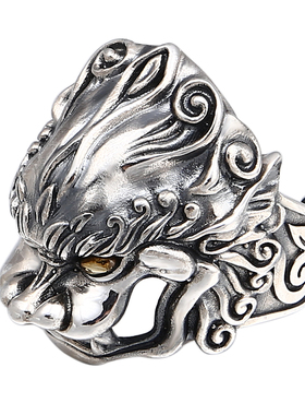 男士霸气风招财貔貅夸张开口戒指