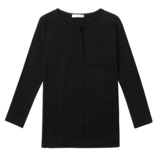 长袖t恤女中长款2025春秋季新款宽松前短后长上衣大码全棉打底衫