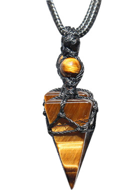 原创毛衣项链虎眼石吊坠