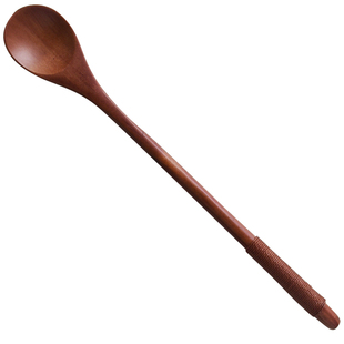 日式复古长柄搅拌勺咖啡勺奶粉搅拌棒荷木制作蜂蜜勺加长缠线小勺