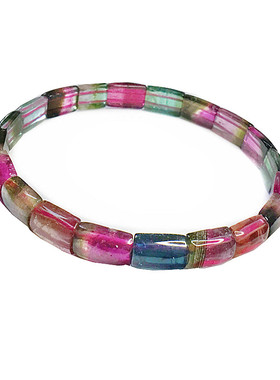 天然碧玺手链巴西老料红黄绿原创