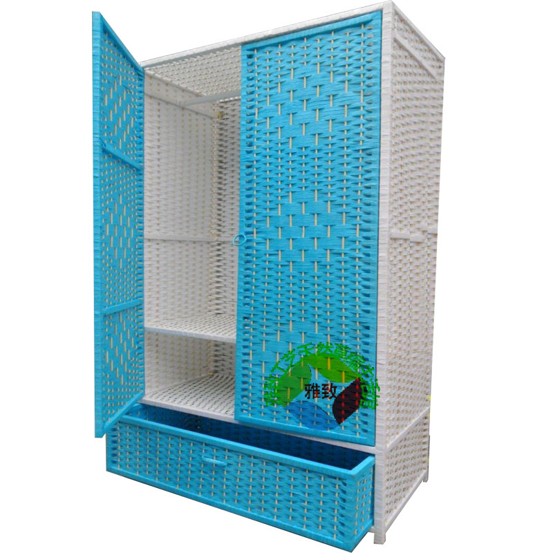 草编挂衣橱单人收纳柜简易衣柜床头柜包邮宝宝衣柜实木柜抽屉柜