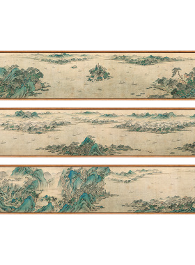《锦江图》新中式客厅山水画横版