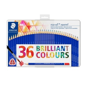 德国STAEDTLER施德楼156 M36  36色水溶彩色铅笔 铁盒装 三角笔杆