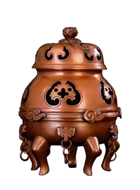 紫铜帝王仿唐文房书桌供奉香薰炉