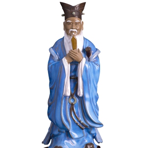 石湾陶瓷孔子雕像学校教室书房摆件佛像家居装饰品带座毕业礼品