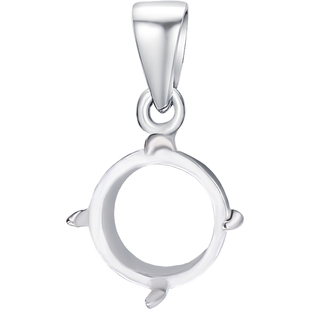 925银四爪圆形吊坠空托18K金项坠配件镶琥珀蜜蜡翡翠挂坠扣头配饰