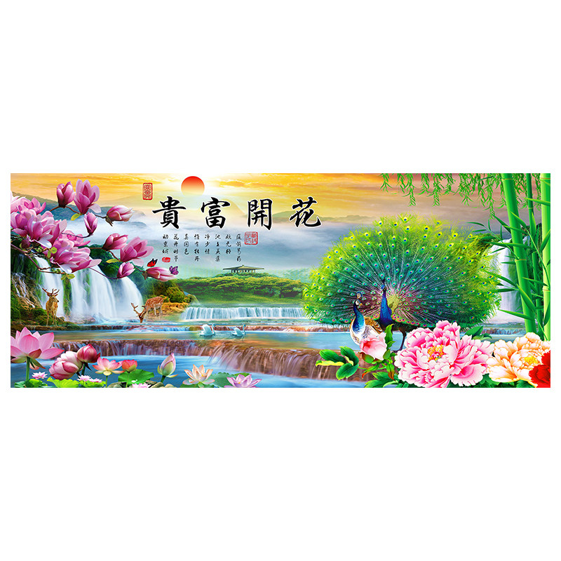 花开富贵客厅十字绣