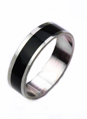 钛钢黑色情侣韩版单身风男士戒指