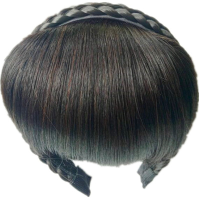 齐刘海假发麻花辫子真发复古