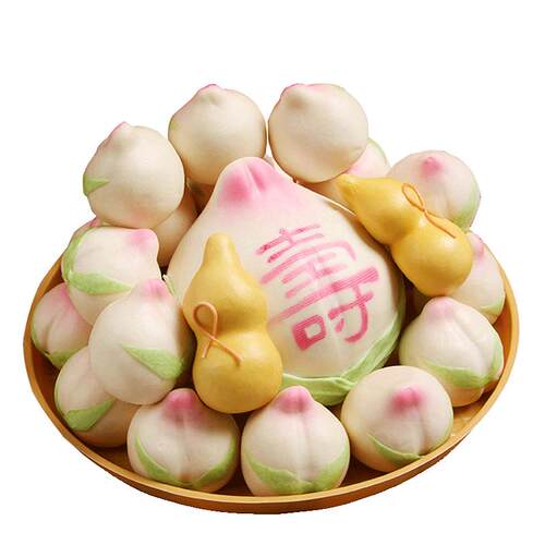 迎鹊堂寿桃馒头生日老人山东胶东花饽饽老人手工寿包祝寿生日礼盒