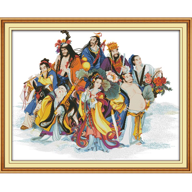 八仙过海十字绣复古新款人物线绣