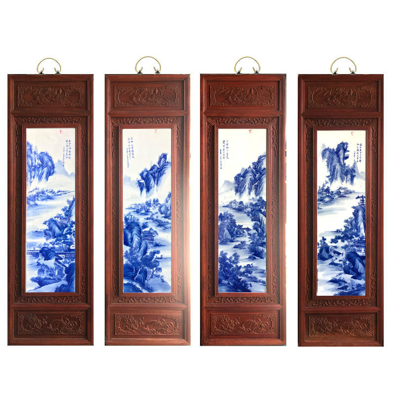 陶瓷中式风仿古实木框客厅装饰画