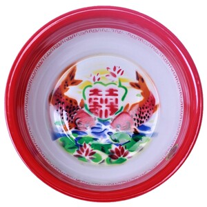 华科正品36CM双料特厚洗脸搪瓷盆结婚用品女方陪嫁红喜盆两件包邮