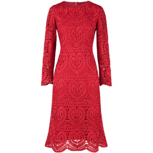 断码清仓【织梦行云】金丝线重工蕾丝刺绣礼服连衣裙修身2025春秋