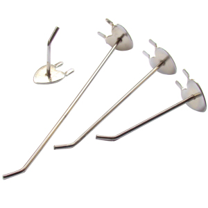 上墙多孔板洞洞板货架挂钩单脚苹果钩双脚心形钩不锈钢色承重好