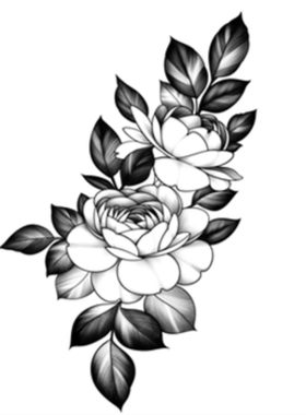TATTOO QUEEN X215 手腕手背牡丹花朵花卉叶子少女果汁草本纹身贴