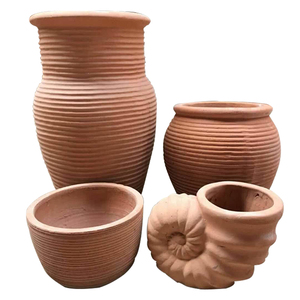 包邮组合红陶盆别墅花盆大陶罐粗陶土花盆四件套送小盆