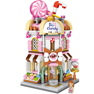 LOZ俐智小颗粒积木中华街景四合院镖局烧饼店拼插益智书院客栈玩