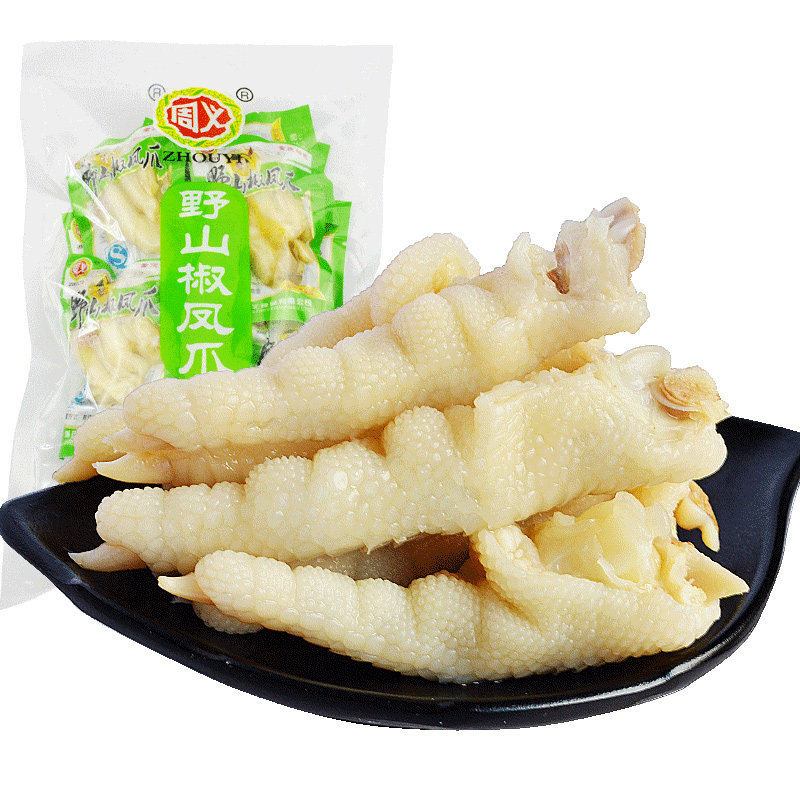 重庆特产周义野山椒凤爪泡椒鸡爪休闲零食小包装500g散装特价包邮