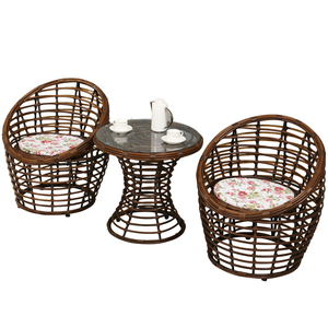 庭院藤椅三件套阳台茶楼桌椅简约休闲现代室外椅子单人小茶几组合