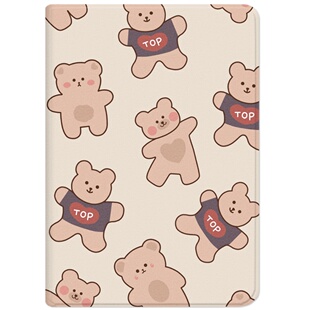 原创小熊适用ipadair4保护套2021带笔槽10.2第九代8苹果2019平板mini6/7卡通2020三折ipad9壳pro11寸防摔