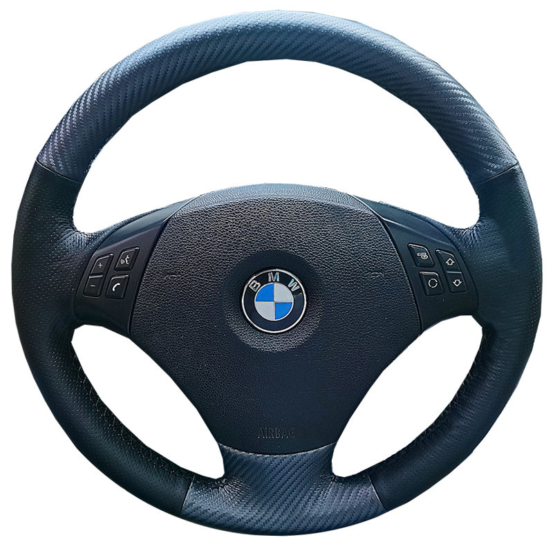 宝马5系碳纤维方向盘套 宝马525LI 320li新X1E60E90专用真皮把套